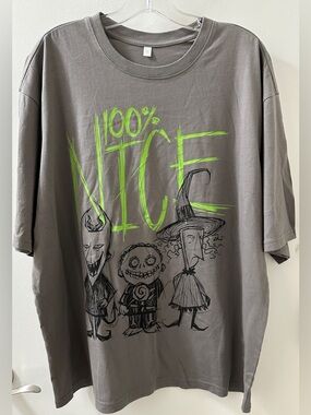 Mens/ Women’s Gray Graphic Tee with Neon Green ' 100% Nice' Print